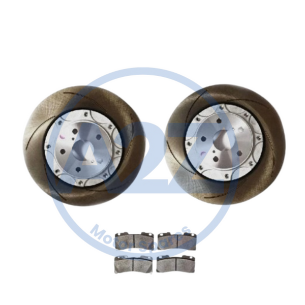 FRONT GROOVED PERFORMANCE BRAKE DISCS PADS SET  FIT YARIS GR 1.6 4WD 2020- 356MM