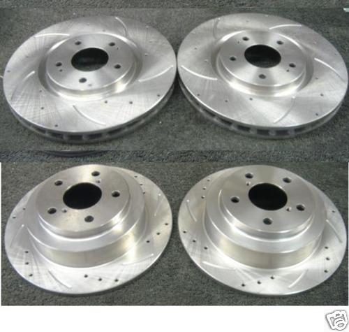 BRAKE DISCS  FRONT REAR DRILLED GROOVED FIT FOR SUBARU IMPREZA WRX 1993-2000
