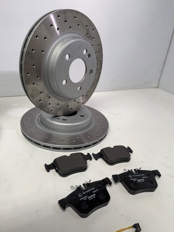 FOR C-CLASS C350 E SPORT PREMIUM (MK4 (W205))  FRONT REAR DRILLED DISCS AND PADS