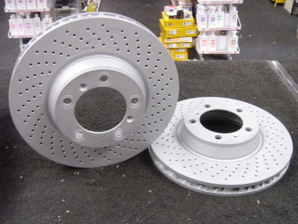 PORSCHE  CARRERA 4S 911 TURBO CROSS DRILLED FRONT BRAKE DISCS 330mm 