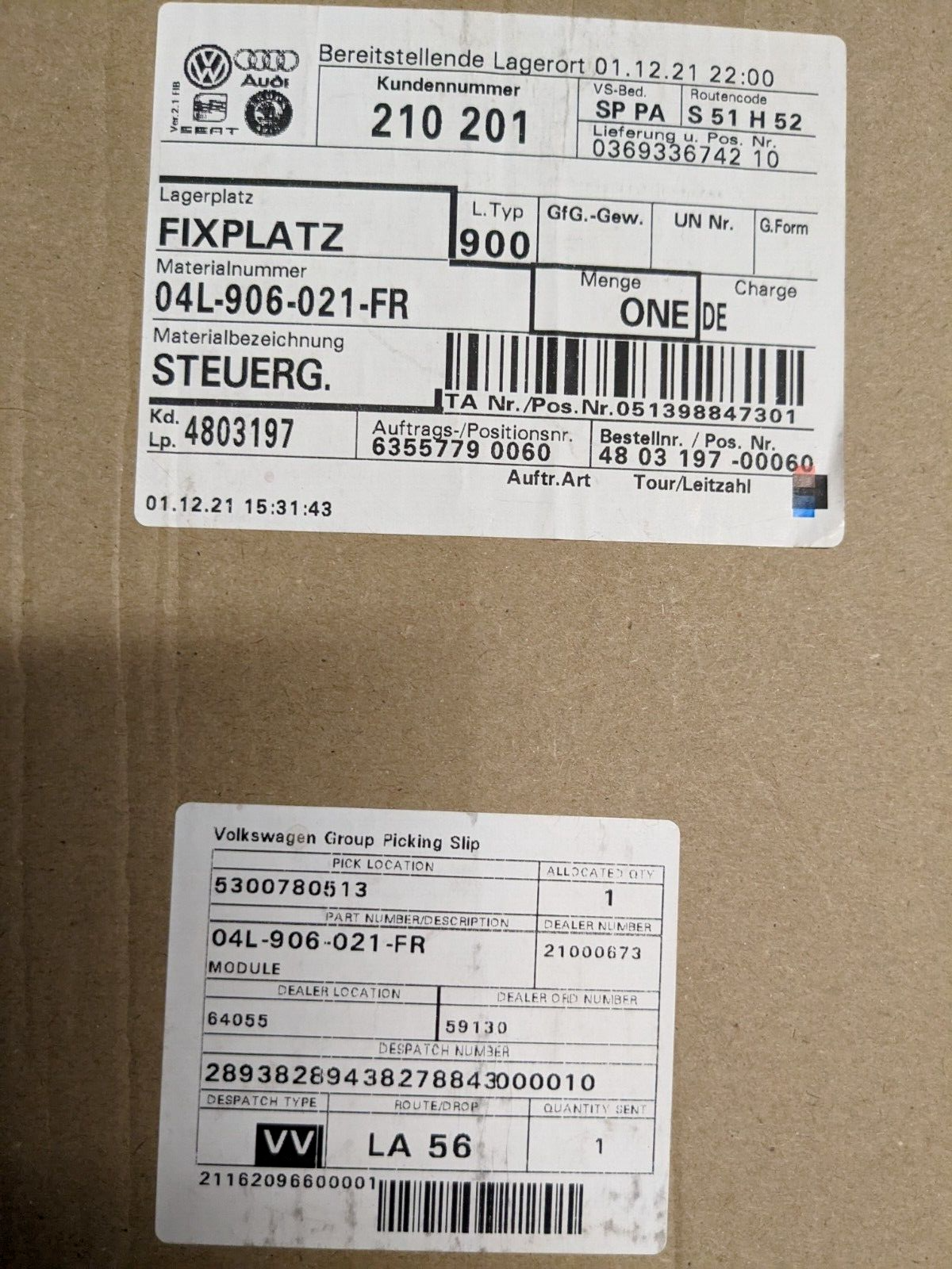 SKODA AUDI A6 2015 -2018 ECU BRAND NEW GENUINE04L906021FR 4 CYLINDER DIESEL