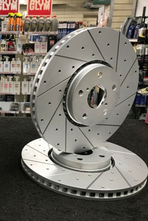 FOR LEXUS GS300 GS450 GS460 CROSS DRILLED GROOVED BRAKE DISC FRONT 334MM 