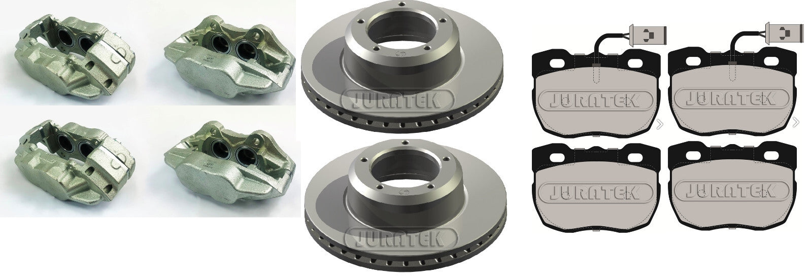 DEFENDER 90 110 200 300 TD5  VENTED BRAKE DISCS BRAKE PADS AND FRONT CLAIPERS