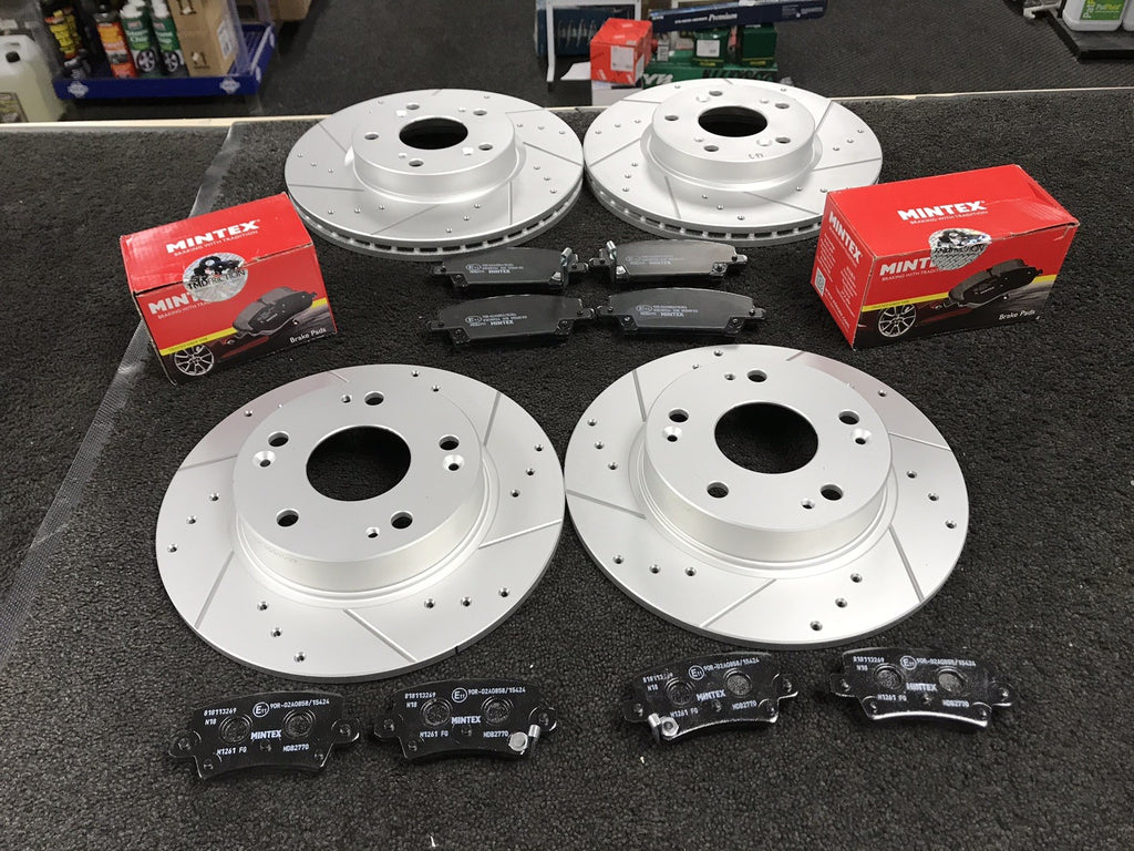 FOR CIVIC 1.4-i-VTEC TYPE S VTEC DRILLED GROOVED BRAKE DISC MINTEX BRAKE PAD