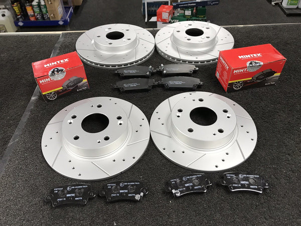 FOR CIVIC 1.4-i-VTEC TYPE S VTEC DRILLED GROOVED BRAKE DISC MINTEX BRAKE PAD