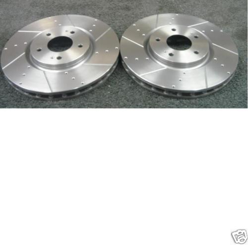 FOR MITSUBISH LANCER EVO 6 7 8 CROSS DRILLED GROOVED BRAKE DISCS  FRONT X 2