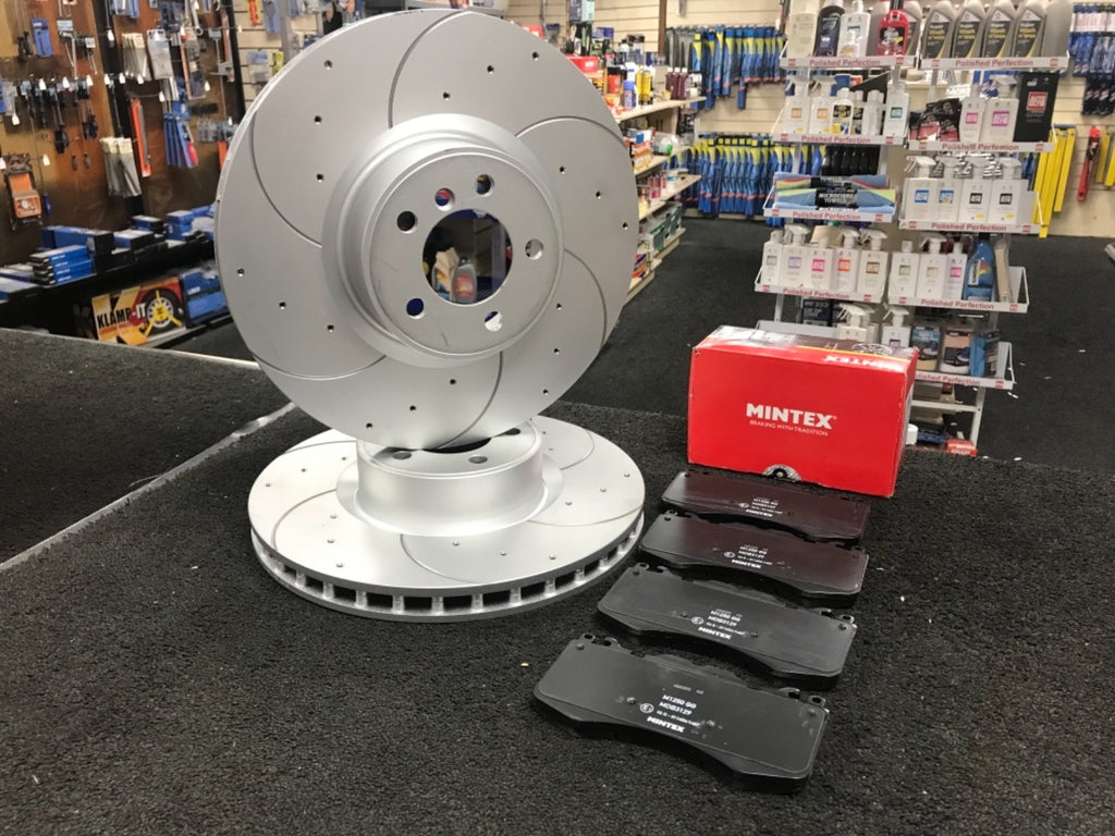 RANGE ROVER TDV8 4.4 5.0SC FRONT BRAKE DISC CROSS DRILLED GROOVED BRAKE PAD 380M