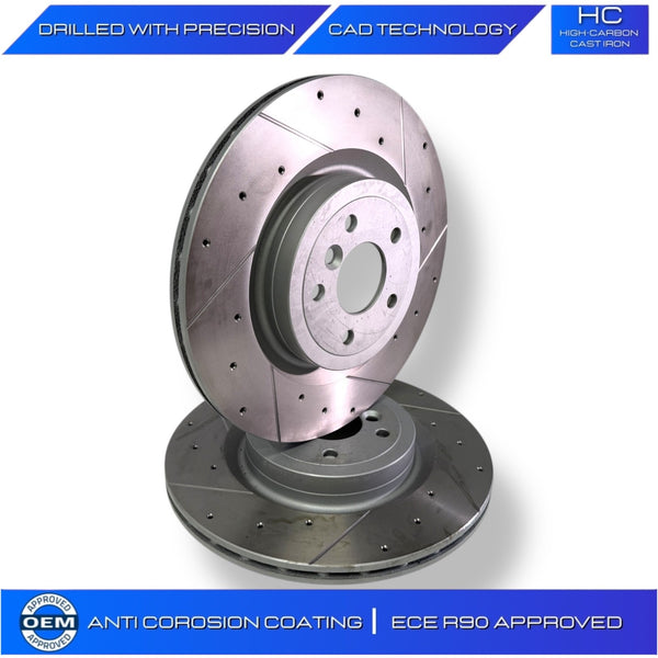 FOR JAGUAR XF 3.0 V6 CROSS DRILLED GROOVED BRAKE DISCS 325MM  REAR