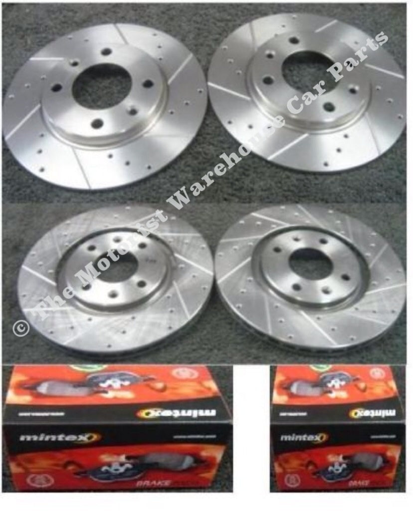 PEUGEOT 306 ALL MODELS DRILLED GROOVED BRAKE DISCS MINTEX PADS FRONT REAR 