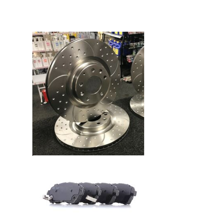 FOR MAZDA 2 TS2 MK2 FRONT DRILLED GROOVED BRAKE DISCS AND PADS 258MM VENTED