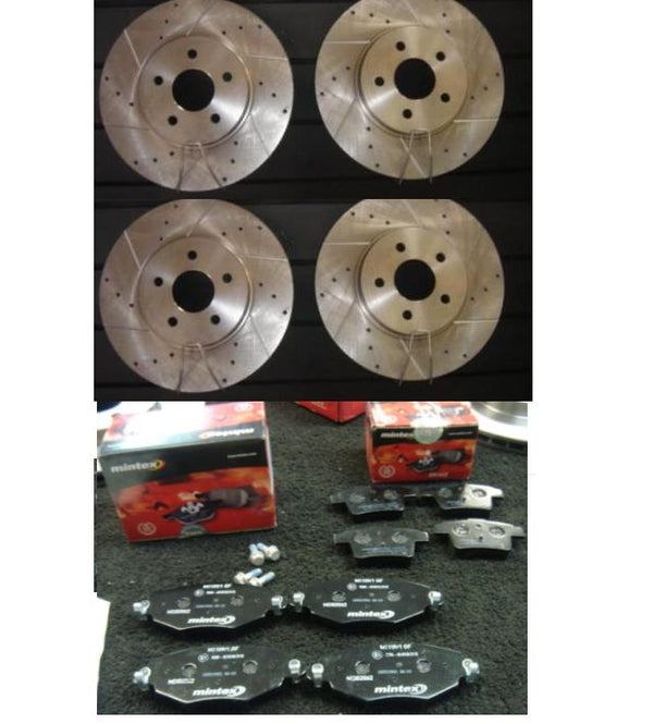 FOR FORD Mondeo MK3 Titanium  DRILLED GROOVED BRAKE DISC MINTEX PADS FRONT REAR