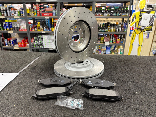 VW GOLF MK7 GTi PERFORMANCE PACK EDITION 40 CROSS DRILLED BRAKE DISC PADS 340M