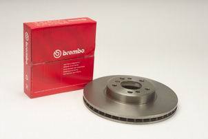 FOCUS RS FRONT BREMBO BRAKE DISCS & EBC GREEN STU PADS 