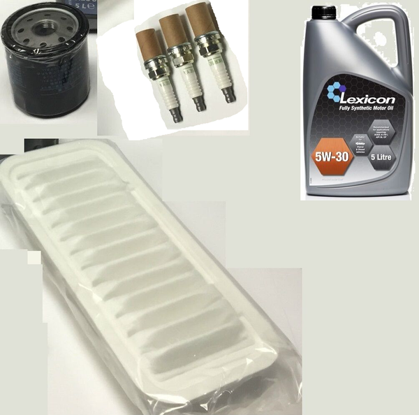 FOR TOYOTA AYGO 1.0 05-12 OIL AIR FILTER 3 DENSO PLUGS SYNTHETIC OIL SERVICE KIT