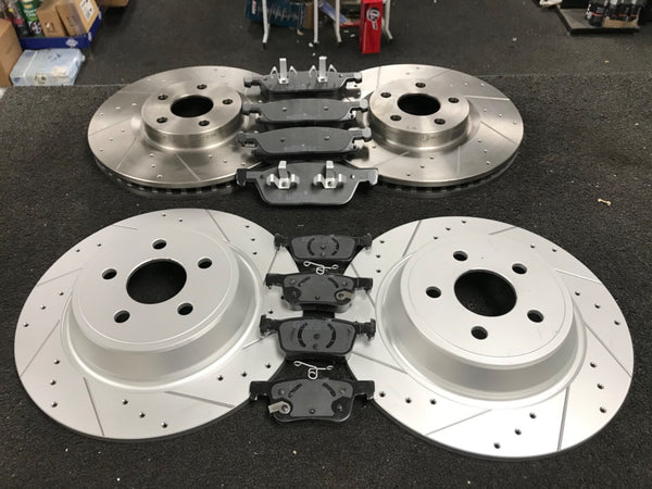 FOR GALAXY MONDEO 2.0TDCI 2015 ON CROSS DRILLED BRAKE DISC FRONT REAR BRAKE PADS