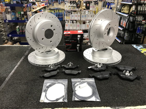 BMW E93 BRAKE DISCS DRILLED GROOVED BREMBO PADS FRONT REAR 312/300mm discs