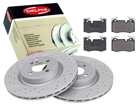 MINI COOPER JCW WORKS R55 R56 R57 DRILLED GROOVED BRAKE DISC PADS FRONT REAR