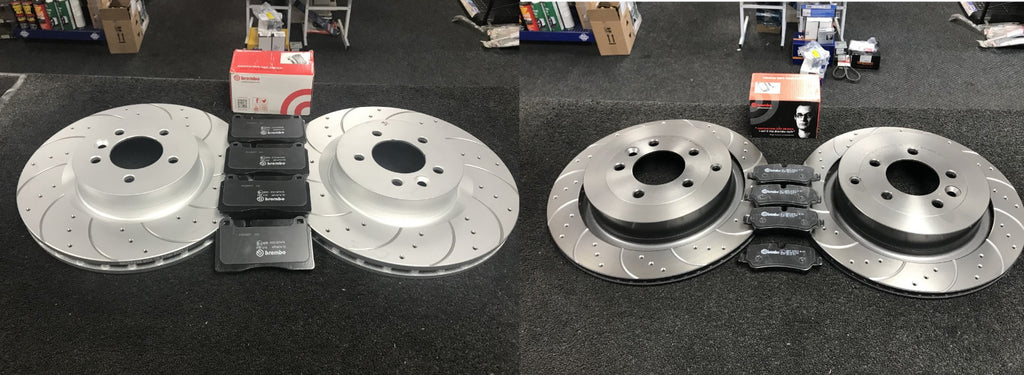 RANGE ROVER VOGUE TDV8 4.4 BRAKE DISC CROSS DRILLED GROOVED BRAKE PAD FRONT REAR