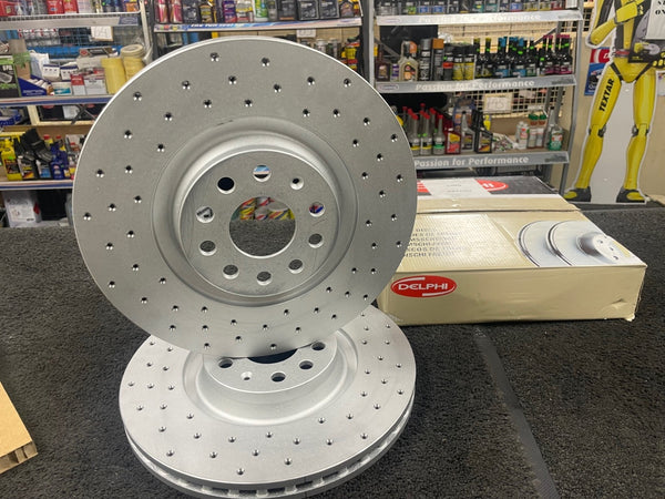 ATECA FORMENTOR LEON CUPRA 5F ST SC FRONT CROSS DRILLED BRAKE DISC PADS 340M