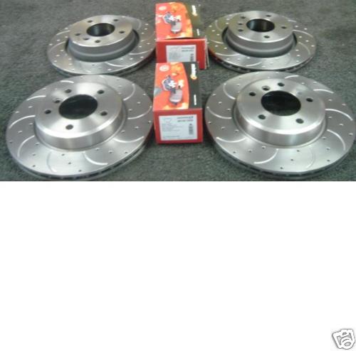 FOR BMW 320CD E46 DRILLED GROOVED BRAKE DISCS WITH  MINTEX PADS