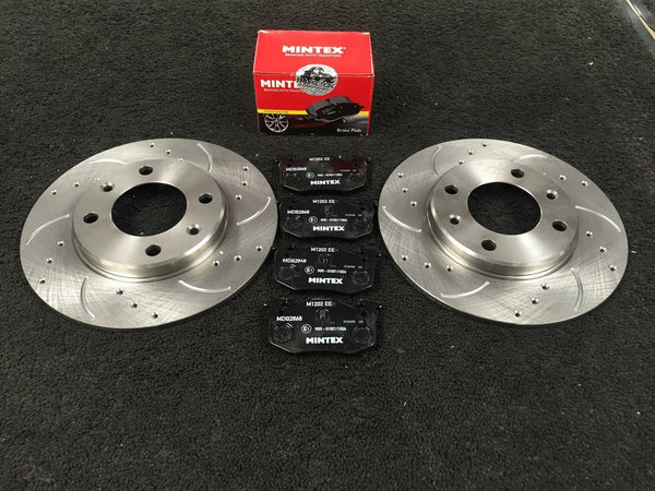 FOR CRX 1.6 ED9 DRILLED STRAIGHT GROOVED FRONT BRAKE DISC 242MM & BRAKE PADS
