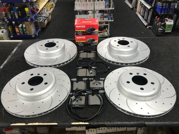 BMW 335 435D 435i F36  DRILLED GROOVED BRAKE DISCS DISC 370MM+345MM MINTEX PADS