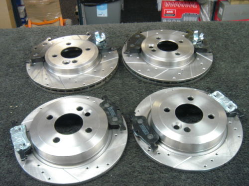 BMW MINI ONE COOPER S 2001-06 BRAKE DISC CROSS DRILLED GROOVED MINTEX BRAKE PAD