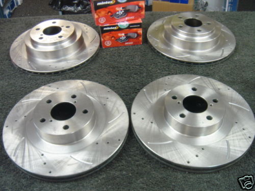 FOR IMPREZA GX 2.0AWD BUGEYE 2002-2007 BRAKE DISC DRILLED GROOVED MINTEX PAD