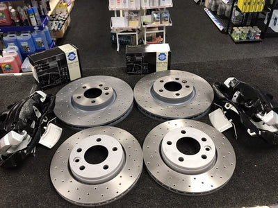 TRANSPORTER FRONT BIG BRAKE CONVERSION KIT FRONT REAR DRILLED BRAKE DISC PAD 