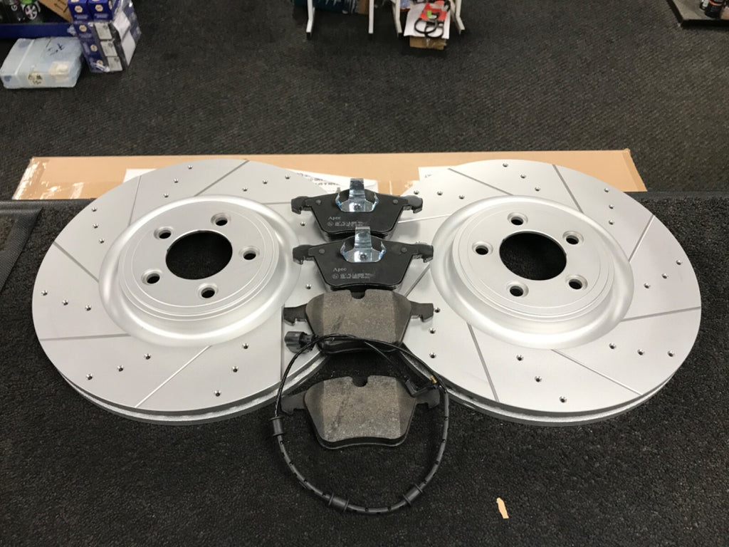 FOR JAGUAR XJL 3.0D PORTFORLIO LWB CROSS DRILLED GROOVED BRAKE DISC WITH PADS