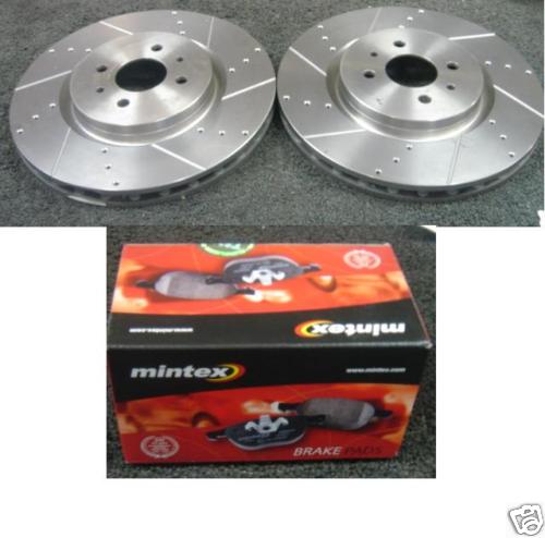 FOCUS ST170 DRILLED GROOVED BRAKE DISC MINTEX PADS FR  