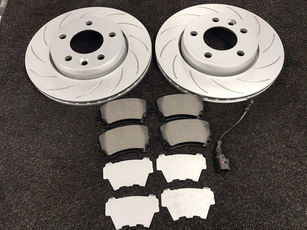 2 PERFORMANCE REAR GROOVED BRAKE DISC BRAKE PAD VW TRANSPORTER T5 T6