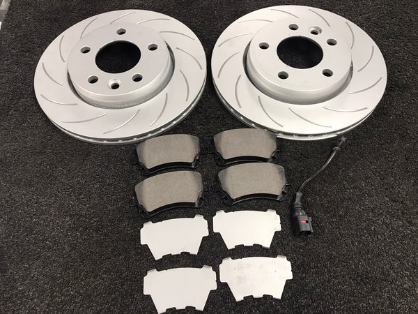 2 PERFORMANCE REAR GROOVED BRAKE DISC BRAKE PAD VW TRANSPORTER T5 T6