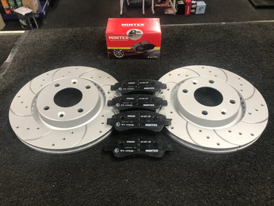 DS 3 PURETECH ELEGANCE  EAT6 FRONT BRAKE DISC DRILLED GROOVED MINTEX BRAKE PAD