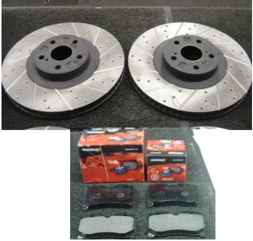 FOR CELICA GT4 ST205  BRAKE DISCS  FRONT CROSS DRILLED GROOVED & MINTEX PADS