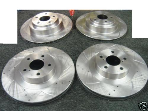 FOR SUBARU IMPREZA WRX 2001ON  DRILLED GROOVED BRAKE DISC FRONT REAR