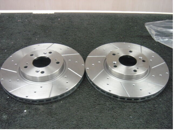 FOR HONDA CIVIC TYPE R EP3 BRAKE DISCS CROSS DRILLED GROOVED FRONT PAIR
