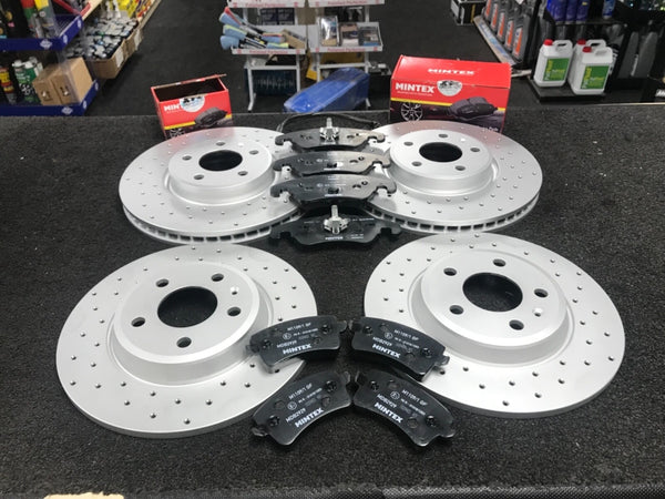 AUDI A5 2.0 2.7 3.2TDi QUATTRO SPORT CROSS DRILLED BRAKE DISCS MINTEX BRAKE PADS