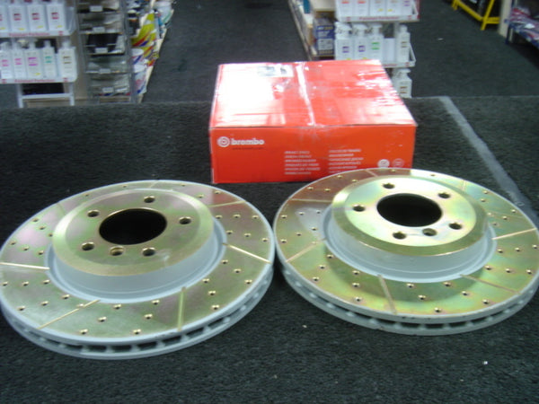 BMW 330i 330Ci 330D E90 BRAKE DISC DRILLED GROOVED  BREMBO  BRAKE DISCS FRONT 