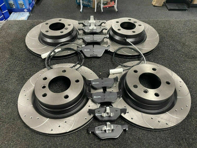 BMW 635D 650 M E63 E64 FRONT REAR CROSS DRILLED & GROOVED BRAKE DISC AND PADS