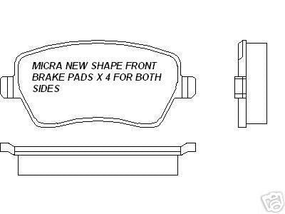 FOR NISSAN MICRA K12 BRAKE PADS FRONT 2002> NEW SHAPE