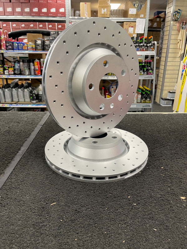 FOR AUDI TTRS QUATTRO 2.5 TTRS REAR CROSS DRILLED BRAKE DISC  8J0 615 601 A
