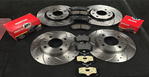 CITROEN C2 1.6HDI VTR VTS DRILLED GROOVED BRAKE DISCS MINTEX BRAKE PADS  