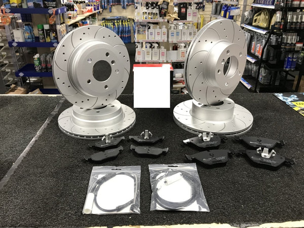 BMW E90 E91 E92 E81 E87 330MM BRAKE DISCS SPORT  DRILLED GROOVED PADS FRONT REAR