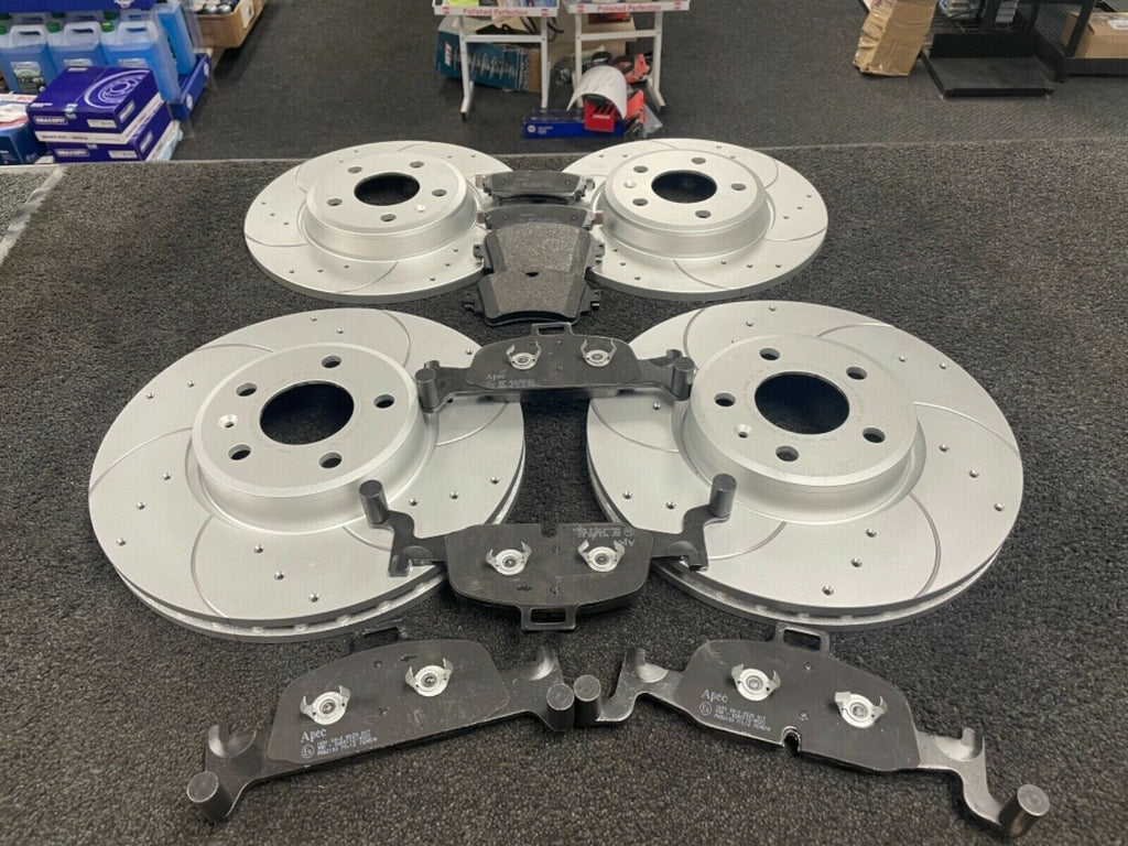 AUDI A5 Q5 QUATTRO B9 DRILLED GROOVED BRAKE DISCS PADS 338+330MM F+R