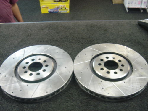 GOLF R32 AUDI TT A3 3.2 8N FRONT CROSS DRILLED GROOVED BRAKE DISC MINTEX PADS