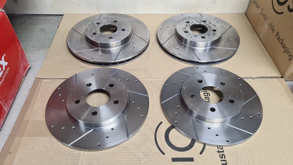 FOR JAGUAR X TYPE FORD MONDEO MK3 FRONT REAR DRILLED GROOVED BRAKE DISCS