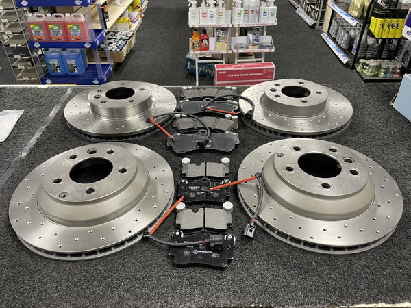 PORSCHE CAYENNE TOUAREG Q7 BRAKE DISCS PERFORMANCE CROSS DRILLED BRAKE PADS
