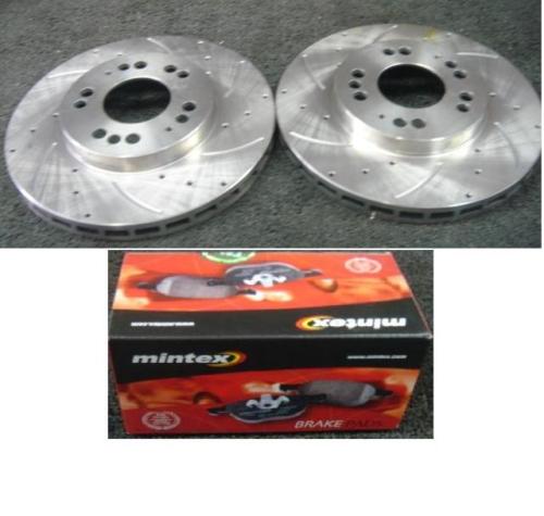FOR MITSUBISHI FTO 256MM DRILLED FRONT BRAKE DISCS & PADS