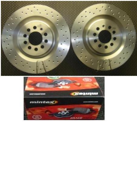 AUDI ALLROAD 2.5 2.7TD 4.2 FRONT CROSS DRILLED GROOVED BRAKE DISC MINTEX PAD